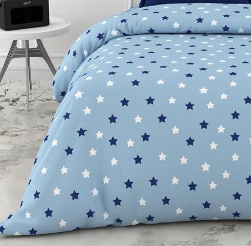 Nile Blue Stars 100% Cotton Reversible Single Bed Blanket | Lightweight & Soft AC Dohar | Breathable & Skin-Friendly for All Seasons | 54 x 84 Inches