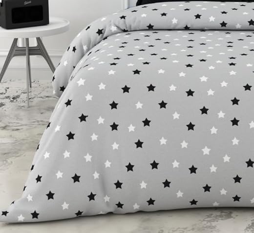 Grey Slate Stars 100% Cotton Reversible Single Bed Blanket | Lightweight & Soft AC Dohar | Breathable & Skin-Friendly for All Seasons | 54 x 84 Inches