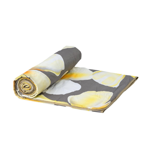 Loreto Cotton Single Blanket | Storm Grey & Celery White Flower