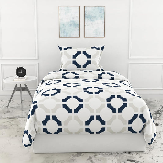 Loreto Cotton Single Bedsheet | Colonial Blue Matrix