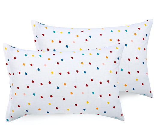 Peacock Blue & Red Balloon 144 TC Cotton Pillow Cover Set of 2 - Soft, Breathable & Durable (17 x 27 Inches)