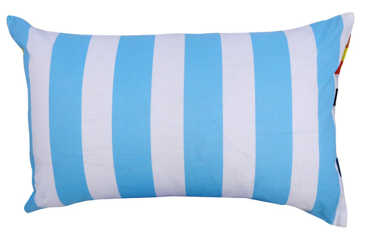 Multicolor Vibrant Stripes 144 TC Cotton Pillow Cover Set of 2 - Soft, Breathable & Durable (17 x 27 Inches)