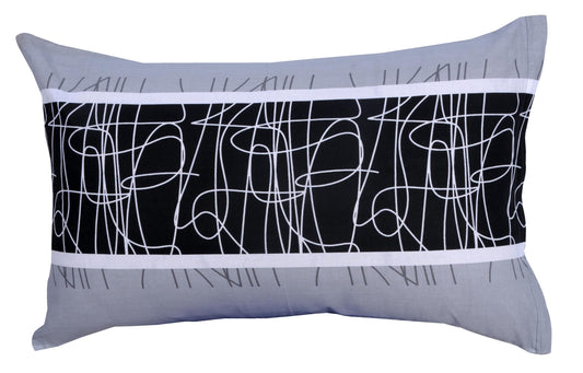 Modern Abstract Monochrome 144 TC Cotton Pillow Cover Set of 2 - Soft, Breathable & Durable (17 x 27 Inches)