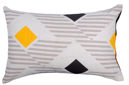 Modern Geometric Yellow 144 TC Cotton Pillow Cover Set of 2 - Soft, Breathable & Durable (17 x 27 Inches)