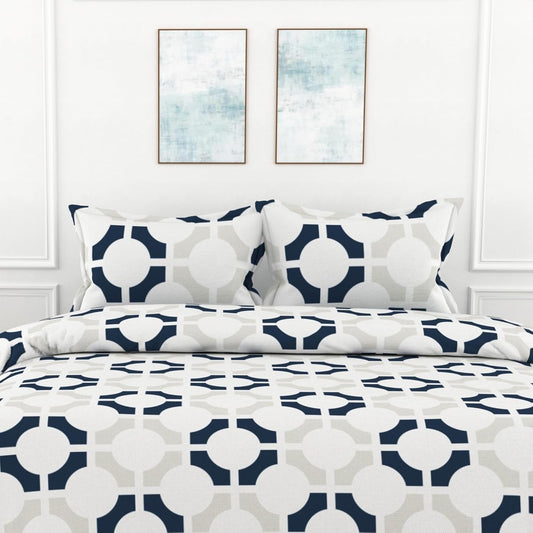 Colonial Blue Matrix 100% Cotton King Fitted Bedsheet, 144 TC