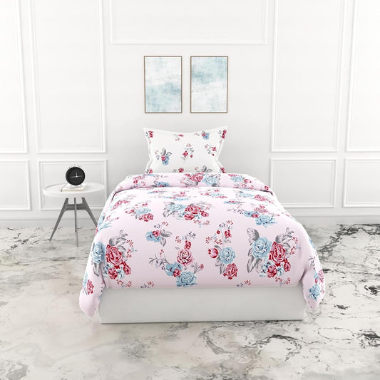 पिंकी रोज़ 100% कॉटन फ्लैट सिंगल बेडशीट, 186 TC