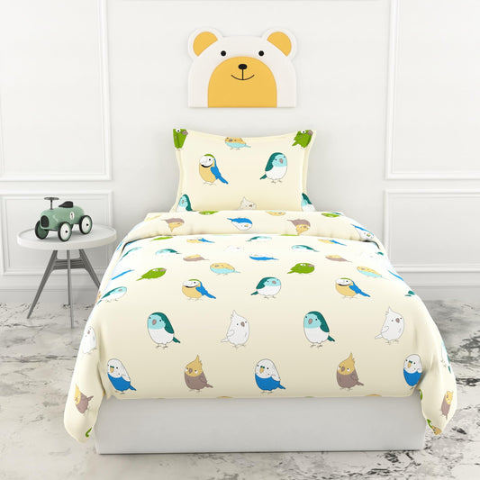 Loreto Cotton Single Flat Bedsheet | Multicolor Birds