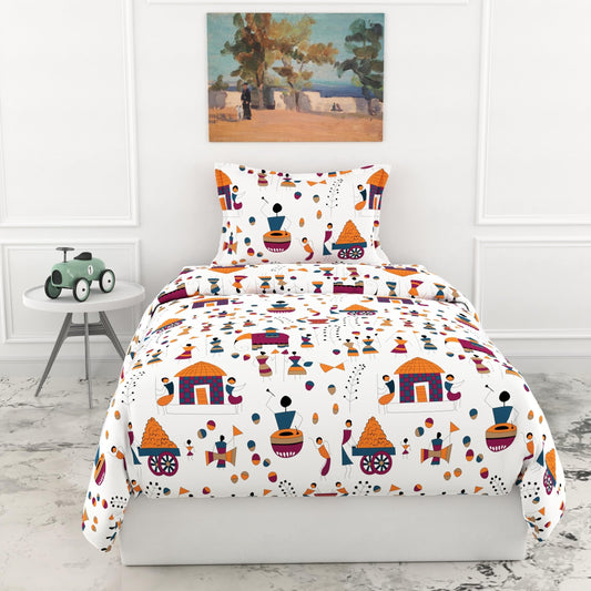 Loreto Cotton Single Flat Bedsheet | Tribal Motifs