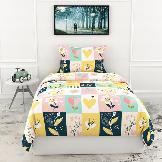 Loreto Cotton Single Flat Bedsheet | Pastel Garden