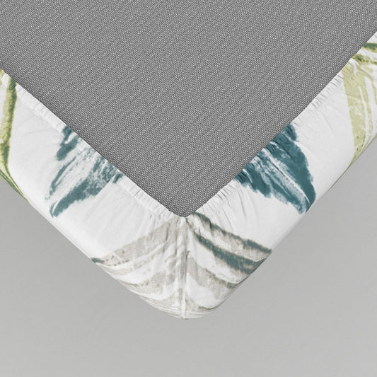 Teal Blue & Green 186 TC Cotton Elastic Fitted King Size Bedsheet with 2 Pillow Covers - 78 x 72 Inches