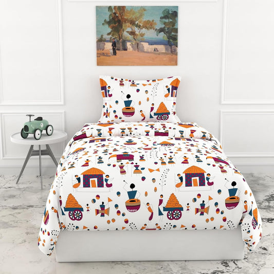 Loreto Cotton Single Flat Bedsheet | Tribal Motifs