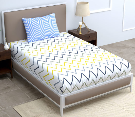 Loreto Multi Colour Single Bedsheet | 180 TC | 100% Cotton - main product image