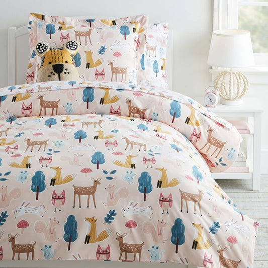 Loreto Cotton King Bedsheet | Peach Baby Animals