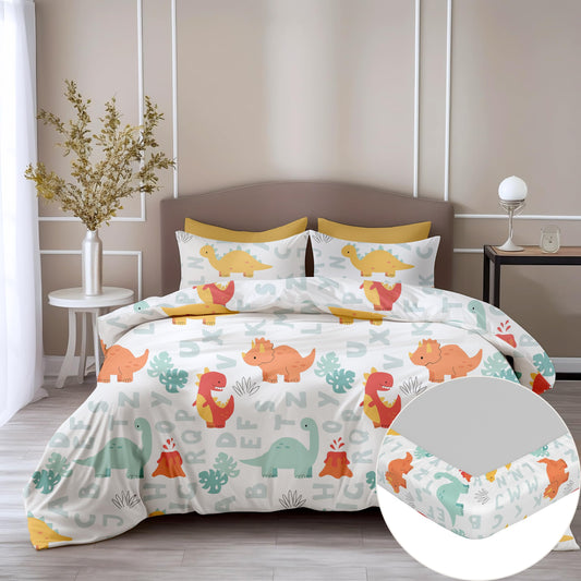 Loreto Cotton King Fitted Bedsheet | Orange & Mint