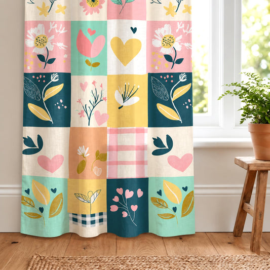 Pastel Garden Door Curtain - Cotton Set of 2 (4 x 7 ft)