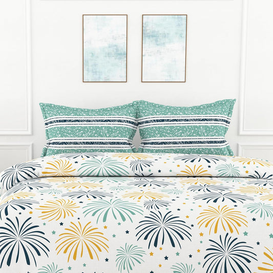 स्पार्कलिंग इनेमल 100% कॉटन फ्लैट डबल बेडशीट, 144 TC