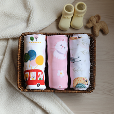 Loreto Baby Muslin Swaddle Combo Pack of 3 | 100% Cotton | Soft & Breathable