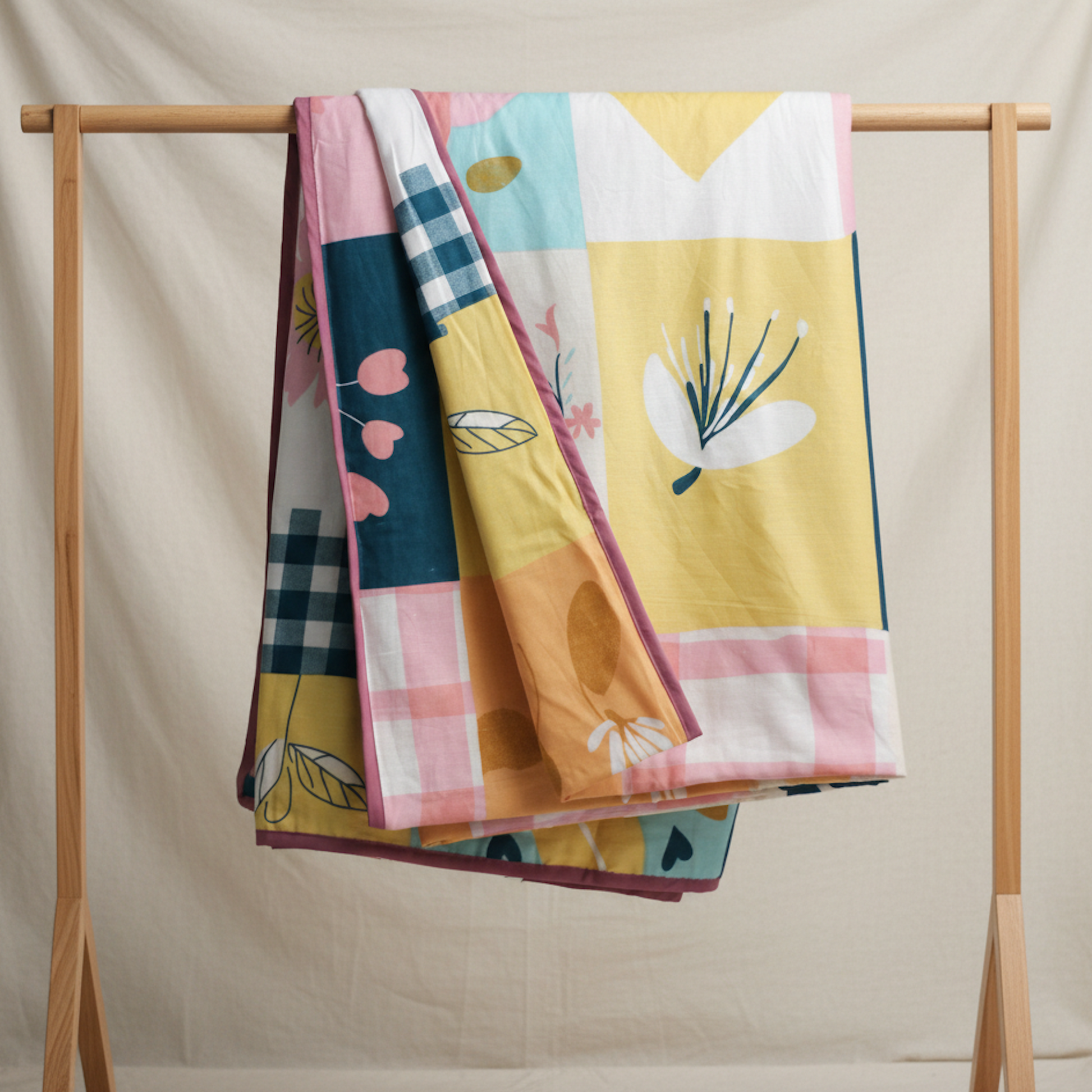 Pastel Garden Single Dohar - 100% Cambric Cotton Lightweight AC Blanket (58 x 88 Inches)