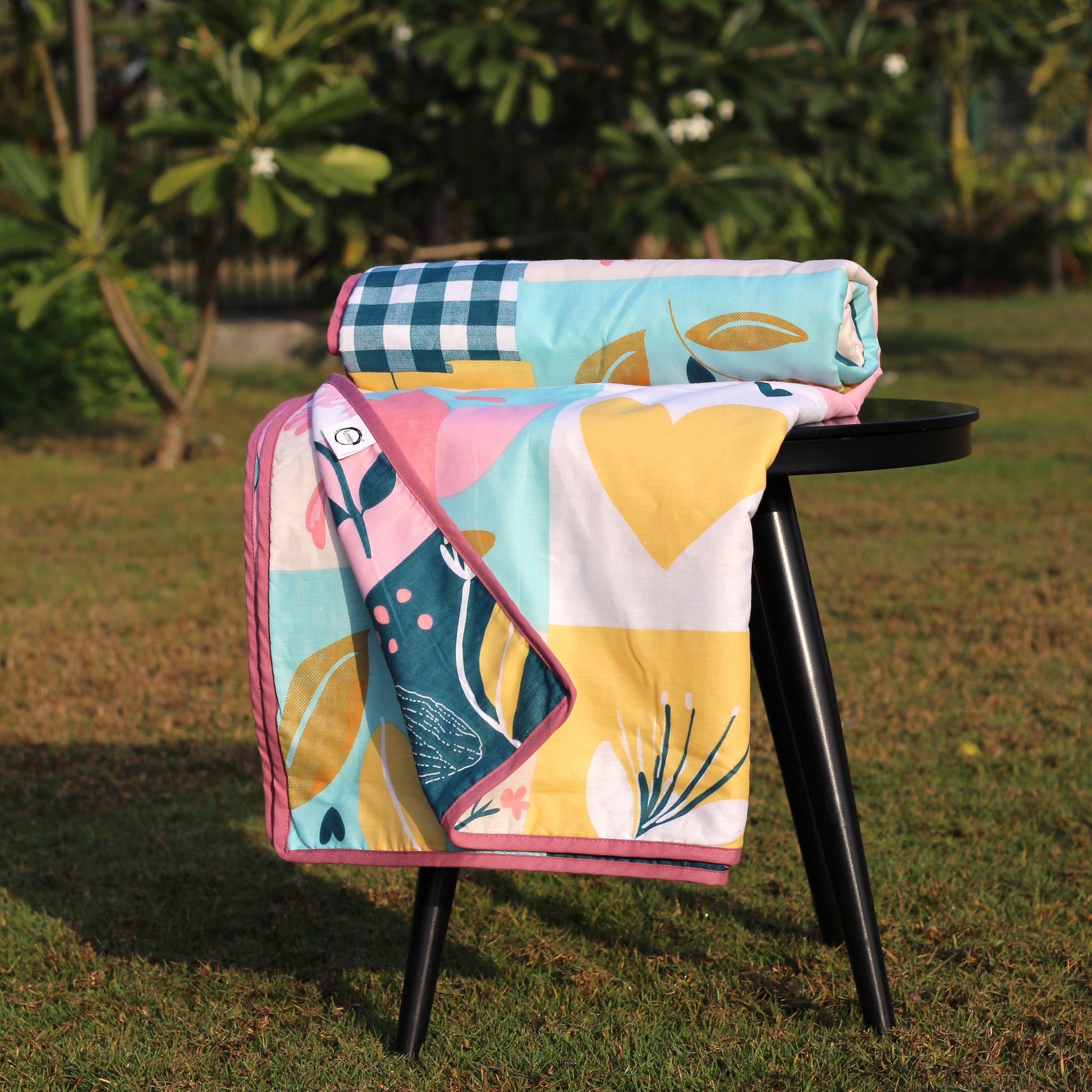 Pastel Garden Single Dohar - 100% Cambric Cotton Lightweight AC Blanket (58 x 88 Inches)