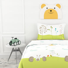 Playful Pals Single Bedsheet - 186 TC 100% Cotton with 1 Pillow Cover (58 x 88 Inches)