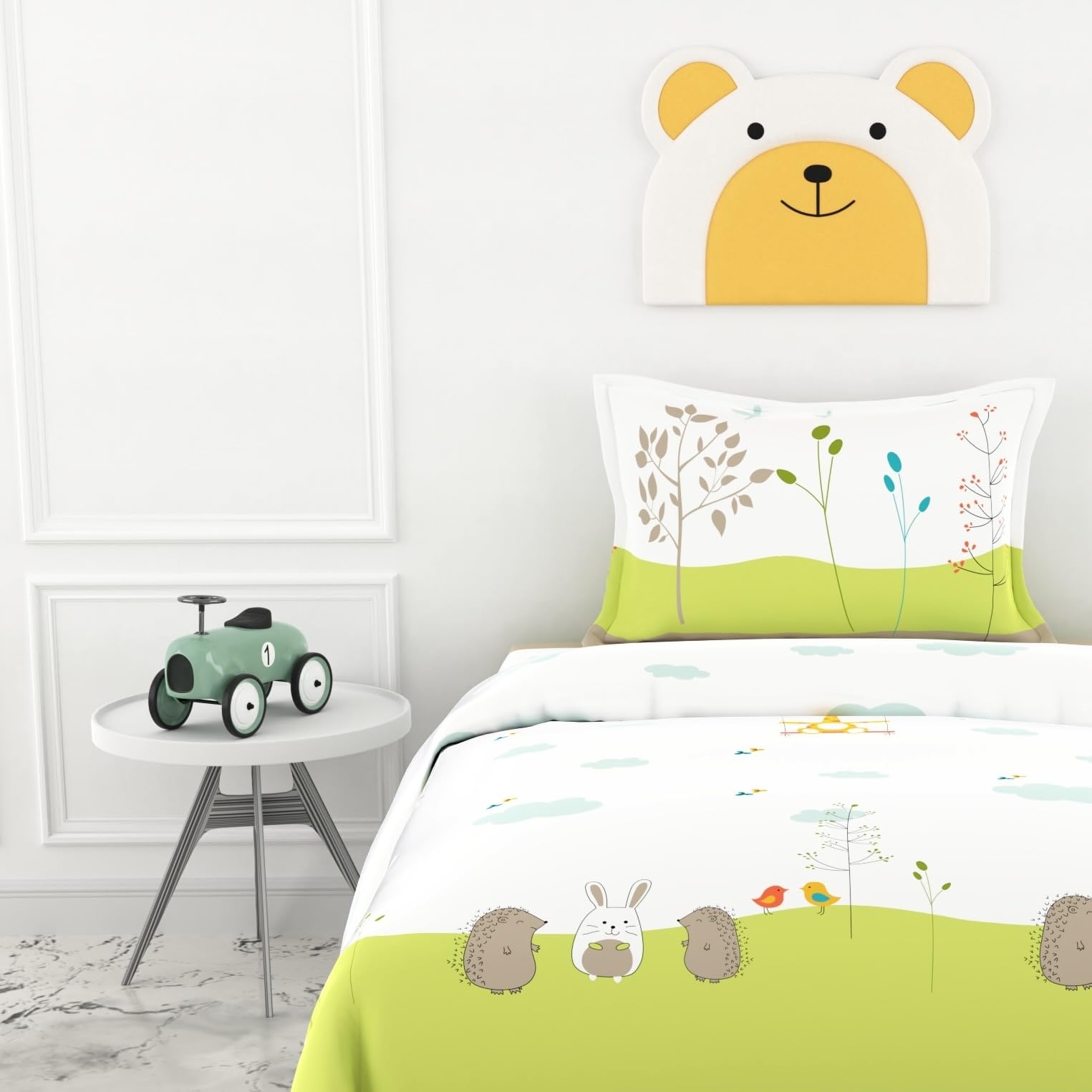 Playful Pals Single Bedsheet - 186 TC 100% Cotton with 1 Pillow Cover (58 x 88 Inches)