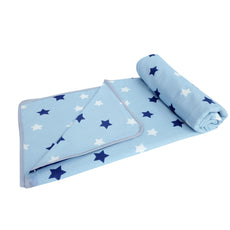 Nile Blue Stars 100% Cotton Reversible Single Bed Blanket | Lightweight & Soft AC Dohar | Breathable & Skin-Friendly for All Seasons | 54 x 84 Inches