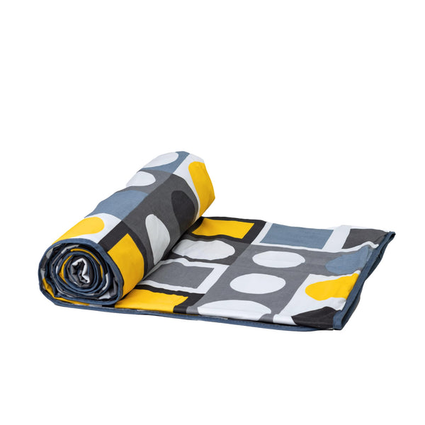 Loreto Cotton Single Blanket | Forged Iron Grey & Lemon Zest Yellow