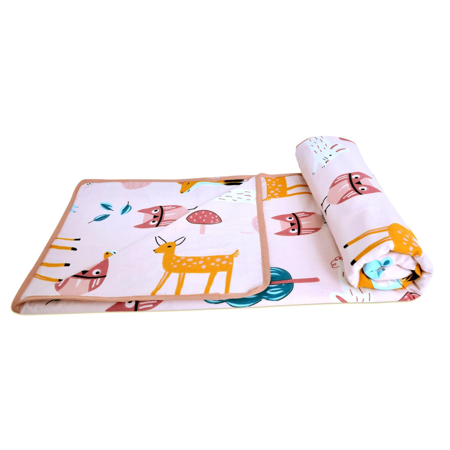 Baby Animals Single Dohar - 100% Cambric Cotton Lightweight AC Blanket (58 x 88 Inches)