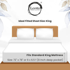 Lavender Grey Spring Harmony King Fitted Bedsheet - 100% Cotton with 2 Pillow Covers (78 x 72 Inches + 8 Inch Pocket)