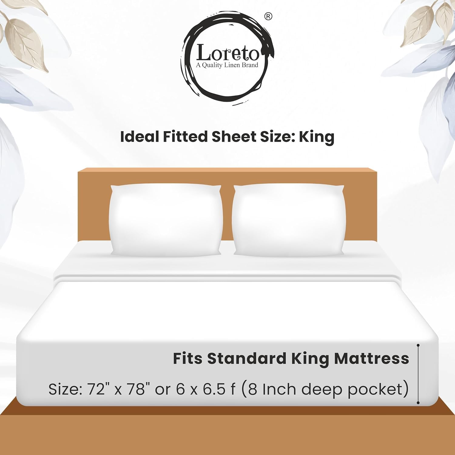 Lavender Grey Spring Harmony King Fitted Bedsheet - 100% Cotton with 2 Pillow Covers (78 x 72 Inches + 8 Inch Pocket)