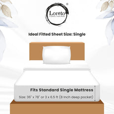 Lavender Grey Spring Harmony Single Fitted Bedsheet - 100% Cotton with 1 Pillow Cover (78 x 36 Inches + 8 Inch Pocket)