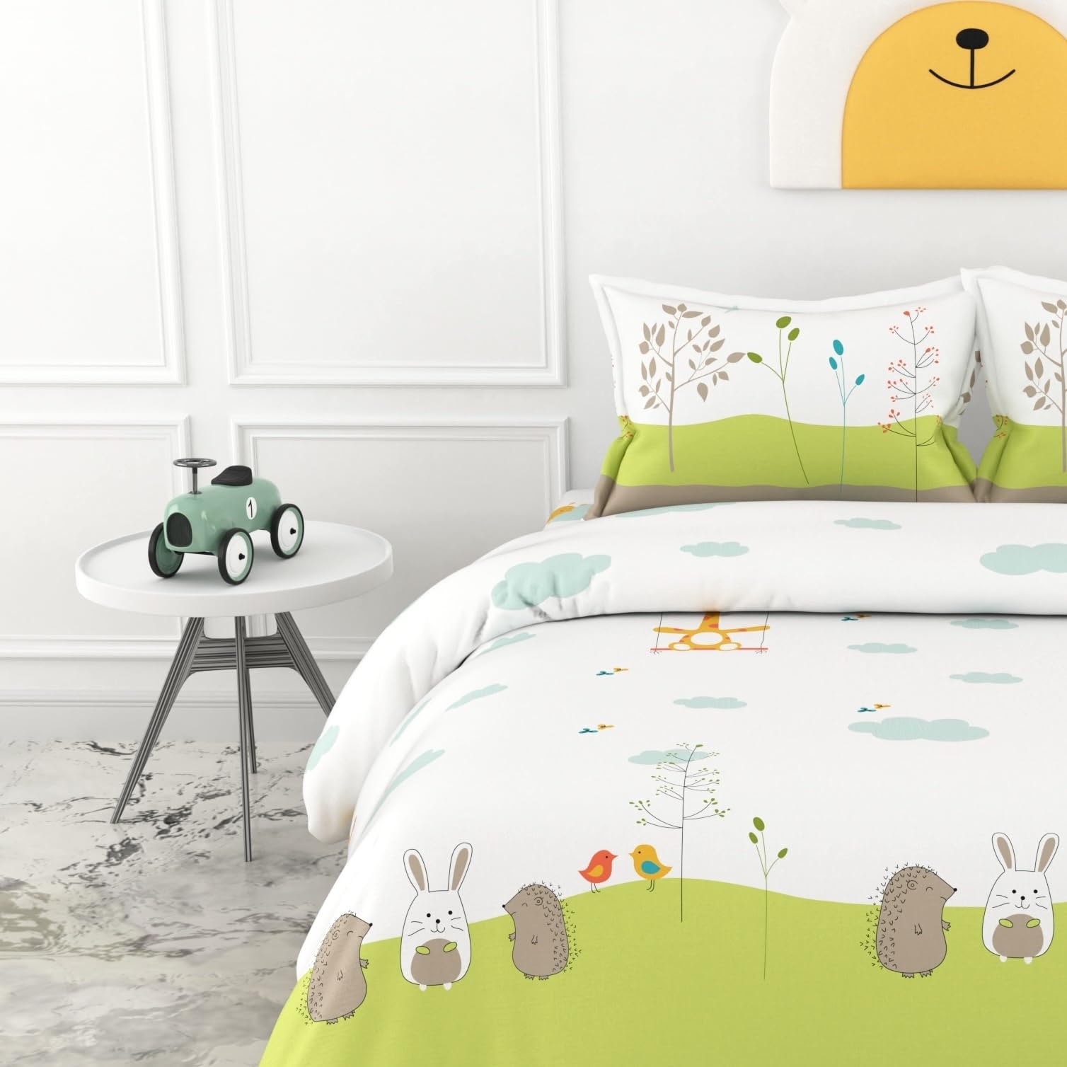Playful Pals Double Bedsheet - 186 TC 100% Cotton with 2 Pillow Covers (90 x 90 Inches)