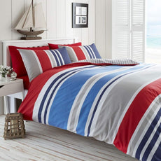 England Blue and Red 100% Cotton Flat Double Bedsheet, 144 TC