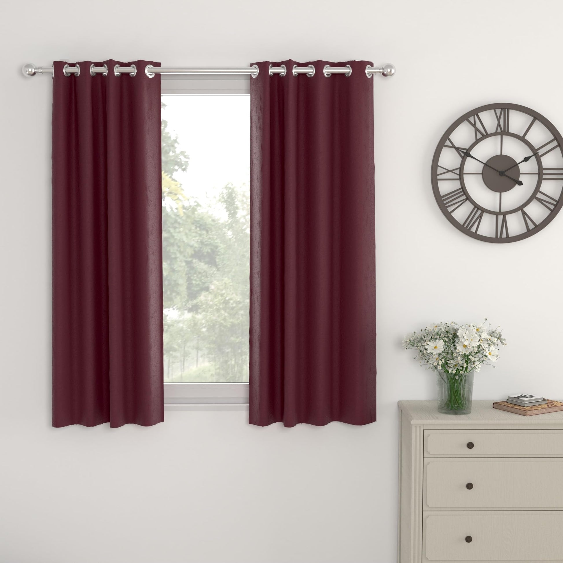 Wine Red Window Curtain - Blackout Set of 1 (4 x 5 ft)