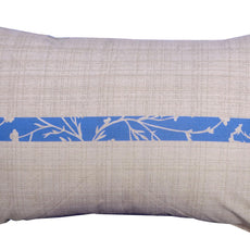 Blue Botanical & Beige Texture 144 TC Cotton Pillow Cover Set of 2 - Soft, Breathable & Durable (17 x 27 Inches)