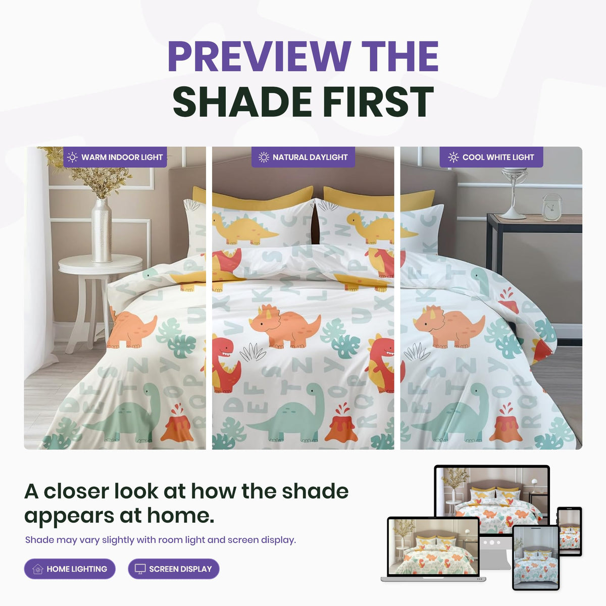 Orange & Mint Alphabet Dino Play Soft & Breathable 100% Cotton Flat King Bedsheet, 144 TC