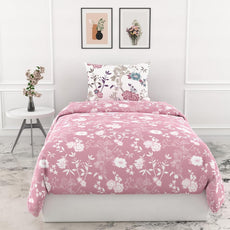Loreto Cotton Single Bedsheet | Soft Pink Florals Soft & Breathable
