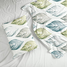 Teal Blue & Green 186 TC Cotton Elastic Fitted King Size Bedsheet with 2 Pillow Covers - 78 x 72 Inches