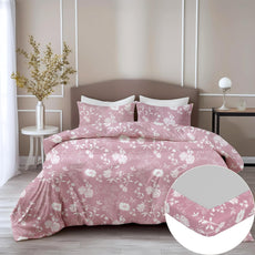 Blush Pink Vine Blooms 100% Cotton Double Fitted Bedsheet with Pillow Covers, 144 TC, 72 x 60 Inches