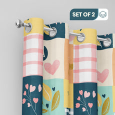 Pastel Garden Window Curtain - Cotton Set of 2 (4 x 5 ft)