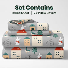 Grey Bunny 186 TC Cotton King Size Bedsheet with 2 Pillow Covers - Soft, Durable & Gift-Ready (108 x 108 Inches)