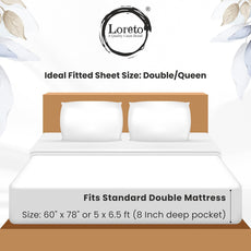 Yellow & Grey Checkered 100% Cotton Double Fitted Bedsheet, 144 TC