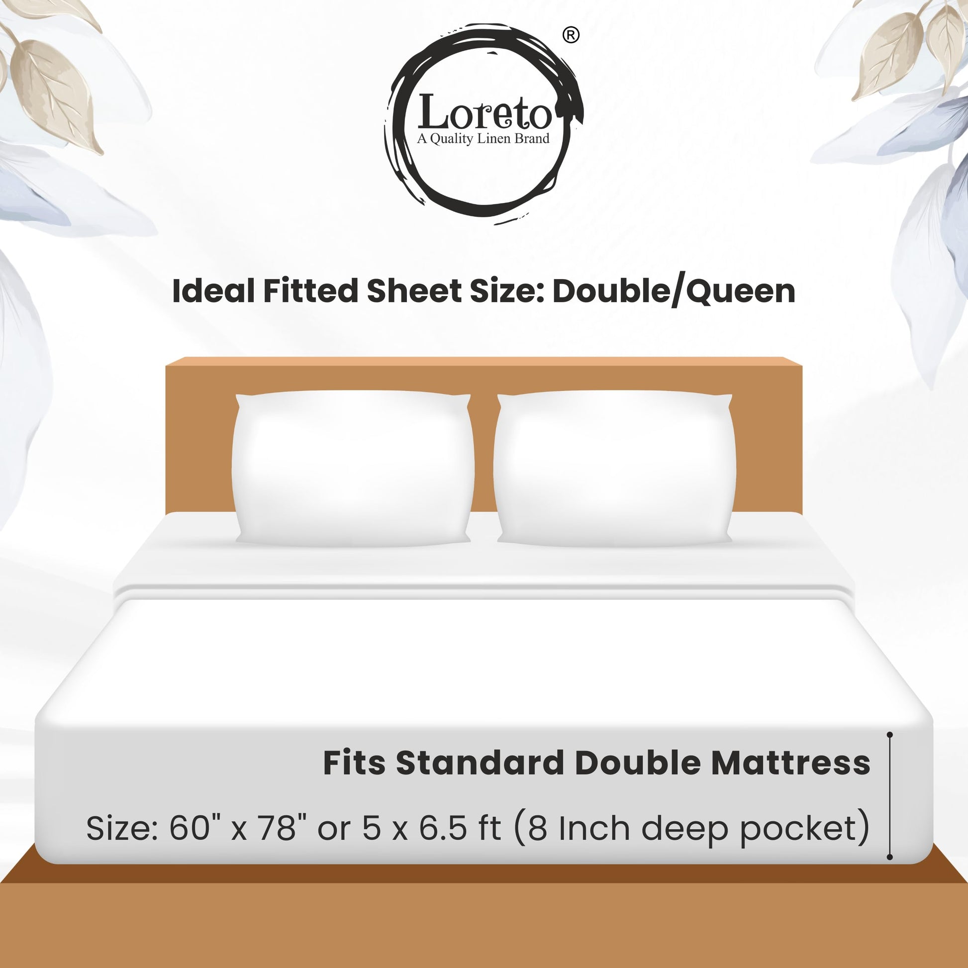 Green & Silver Blooms 100% Cotton Double Fitted Bedsheet with 2 Pillow Covers, 144 TC, 78 x 60 Inches