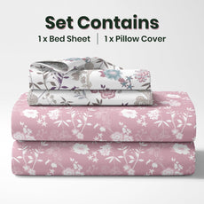 Soft Pink Florals Soft & Breathable 100% Cotton Flat Single Bedsheet, 144 TC