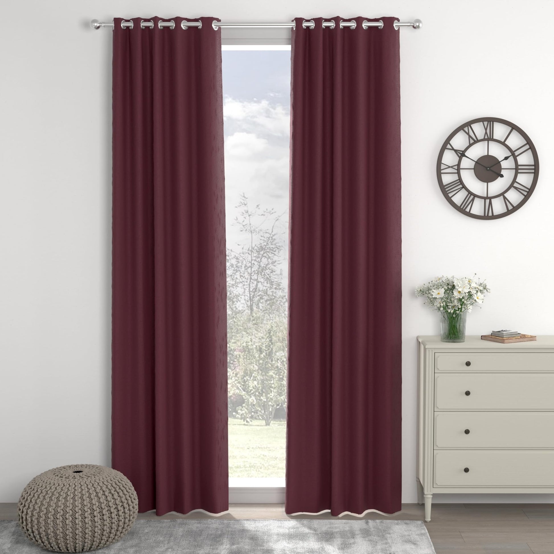Wine Red Door Curtain - Blackout Set of 2 (4 x 7 ft)