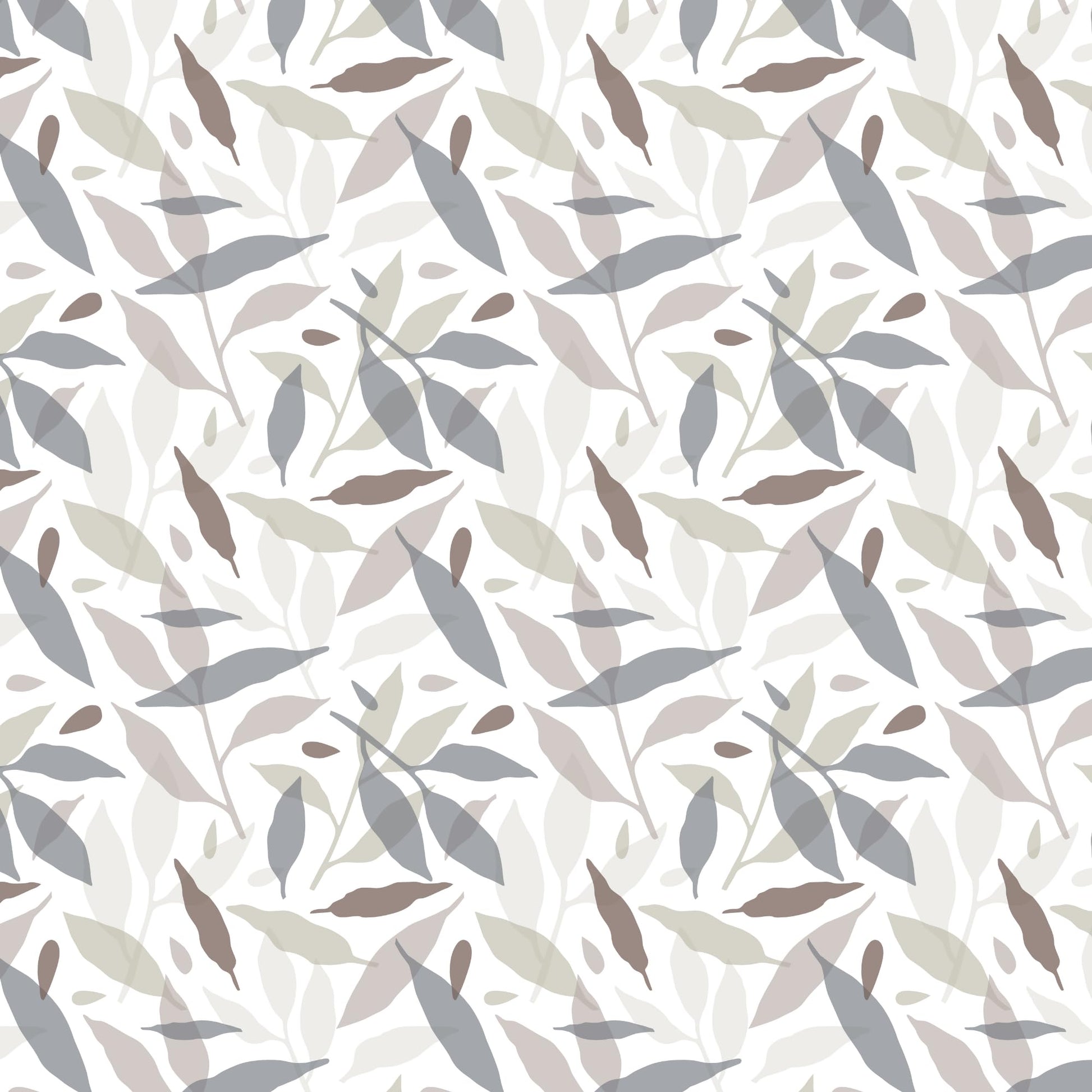 Grey Leaf Double Bedsheet - 210 TC 100% Cotton with 2 Pillow Covers (90 x 90 Inches)