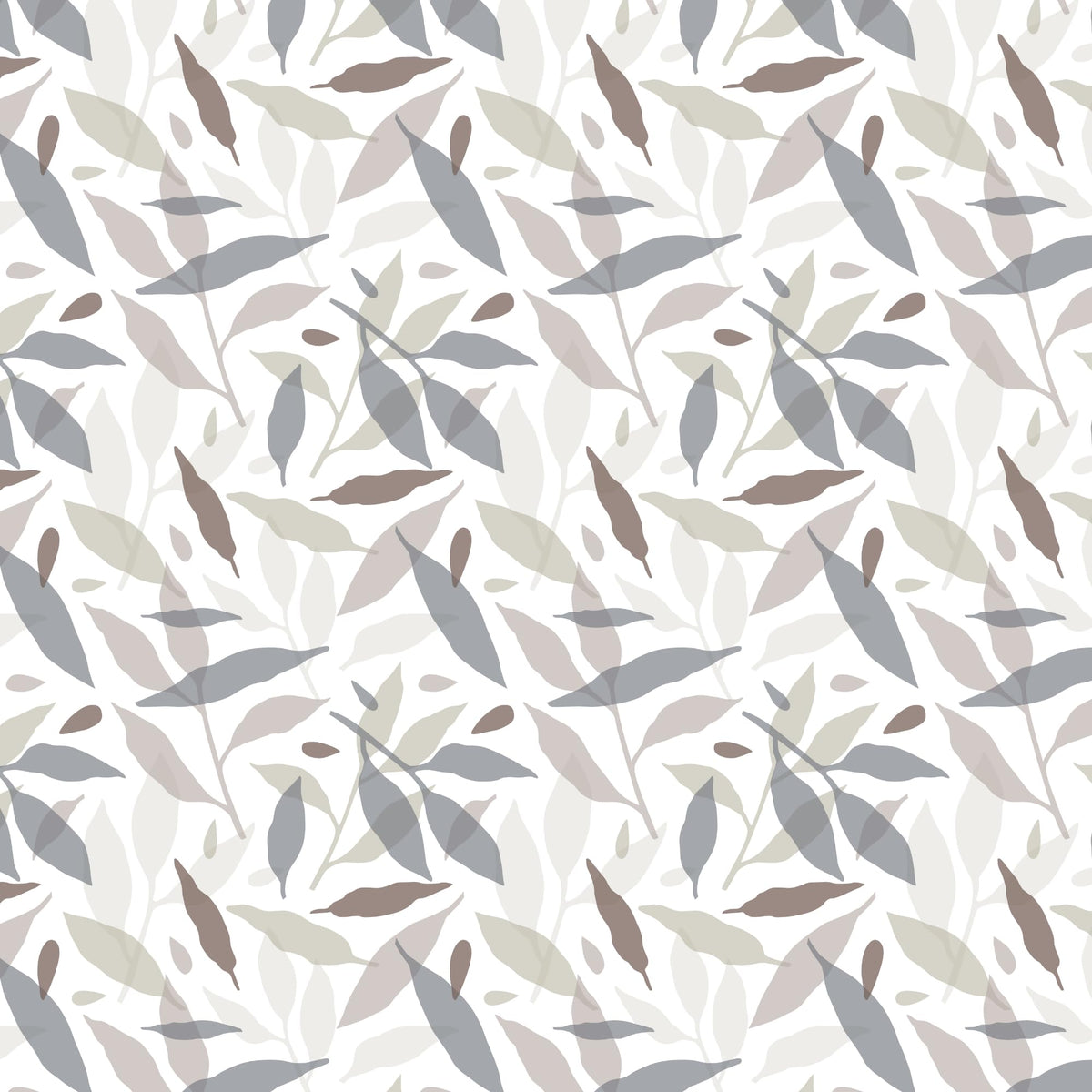 Grey Leaf Double Bedsheet - 210 TC 100% Cotton with 2 Pillow Covers (90 x 90 Inches)