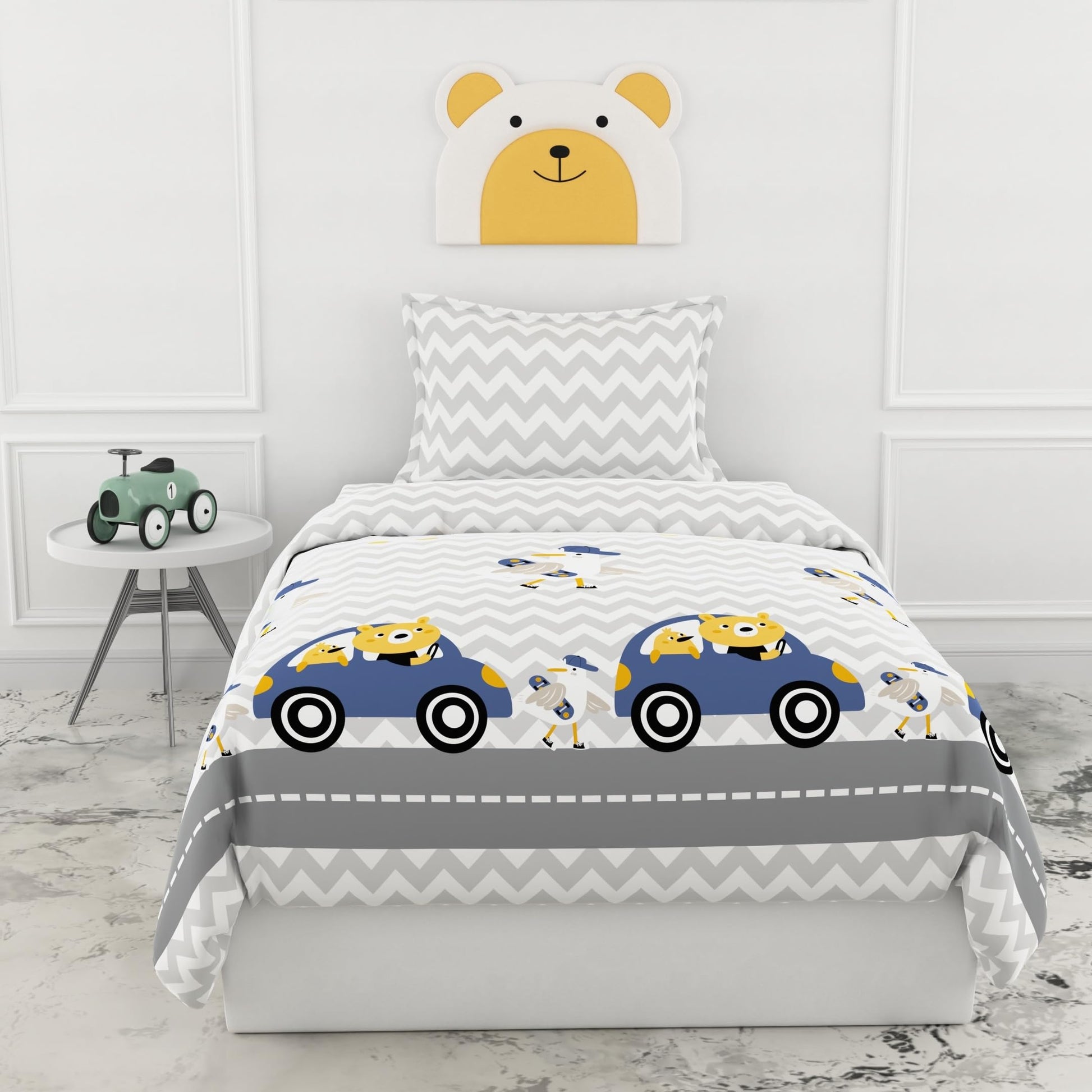 Loreto Cotton Single Flat Bedsheet | Car Ride