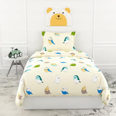 Loreto Cotton Single Flat Bedsheet | Multicolor Birds