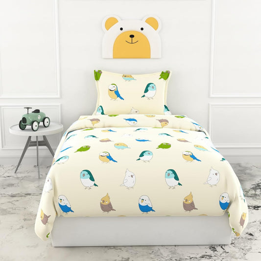 Loreto Cotton Single Flat Bedsheet | Multicolor Birds
